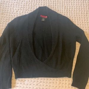 Black cashmere wrap sweater. Theory exclusively for Saks Fifth Avenue. Large.